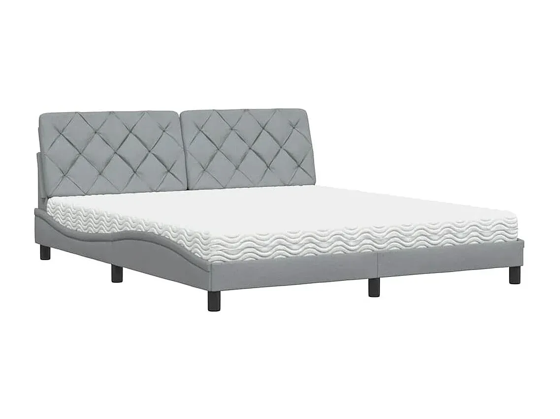 Komfortables Doppelbett mit Matratze 180x200 cm Stoff Hellgrau