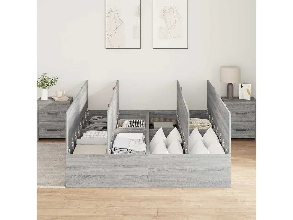 Graues Bettgestell aus Holzwerkstoff 190 x 140 x 31,5 cm