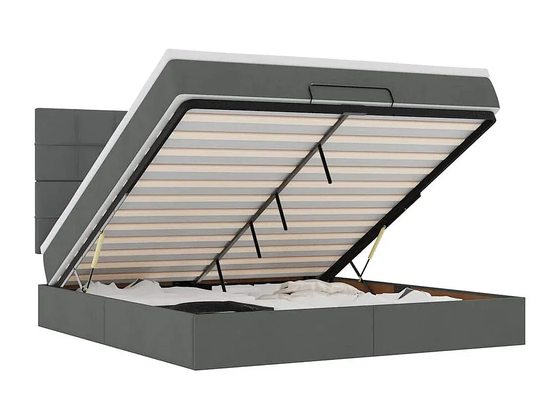 Polsterbett mit Stauraum, Dunkelgrau, 160x200 cm