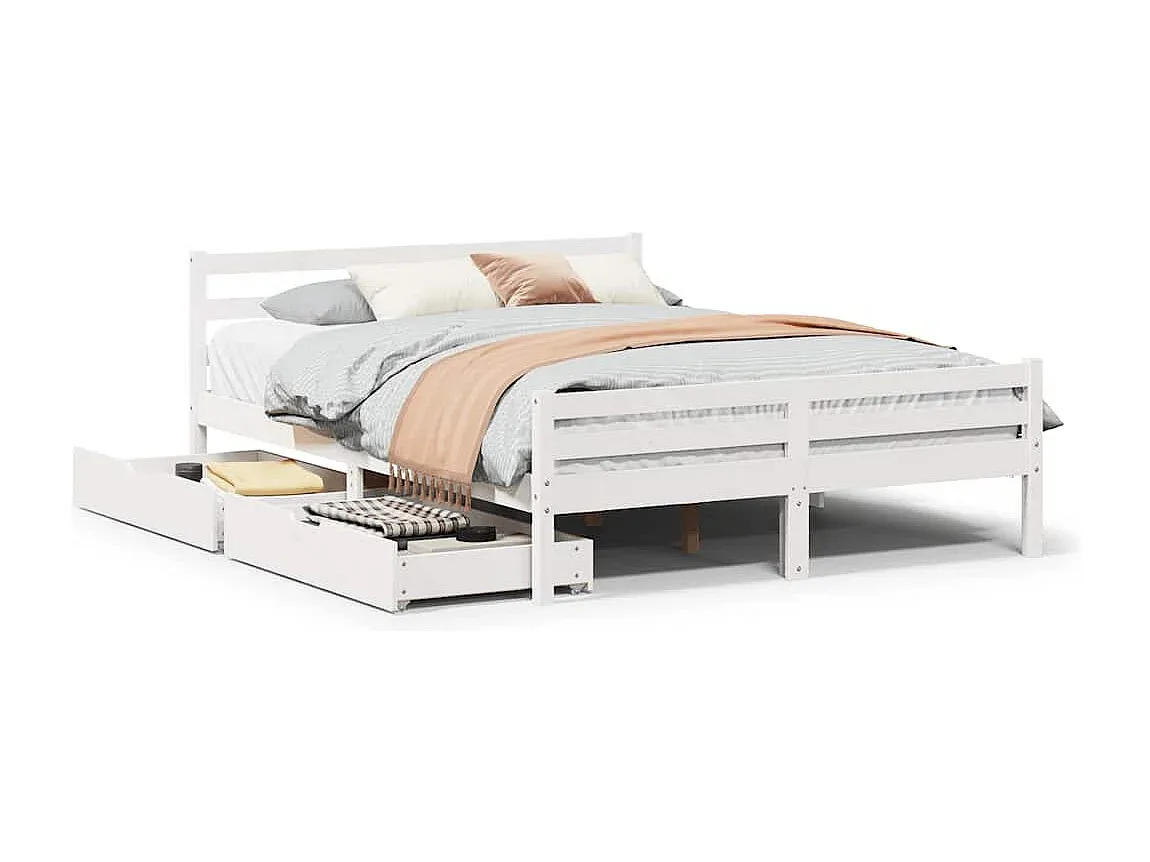 Holzbett Gestell Naturweiß 150x200 cm