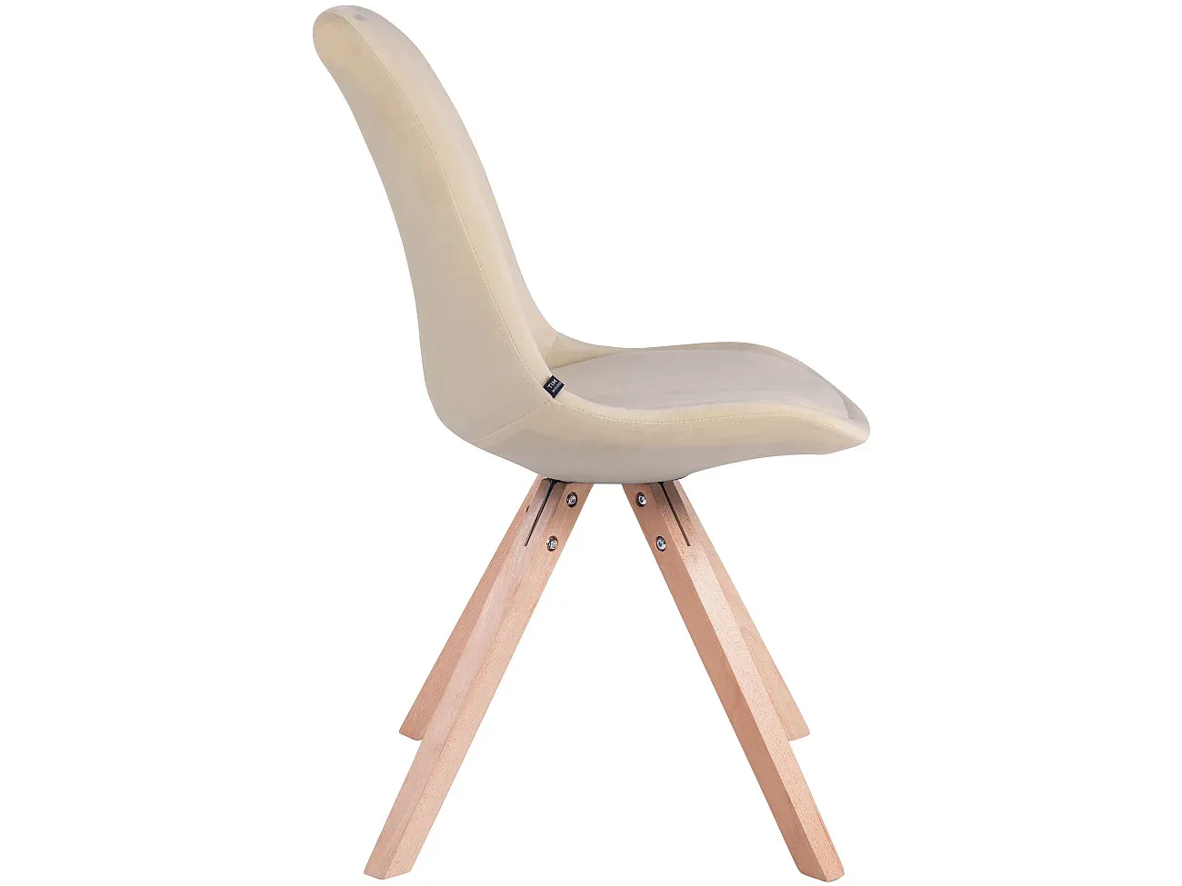 Eleganter Esszimmerstuhl aus Samt und Holz in Creme