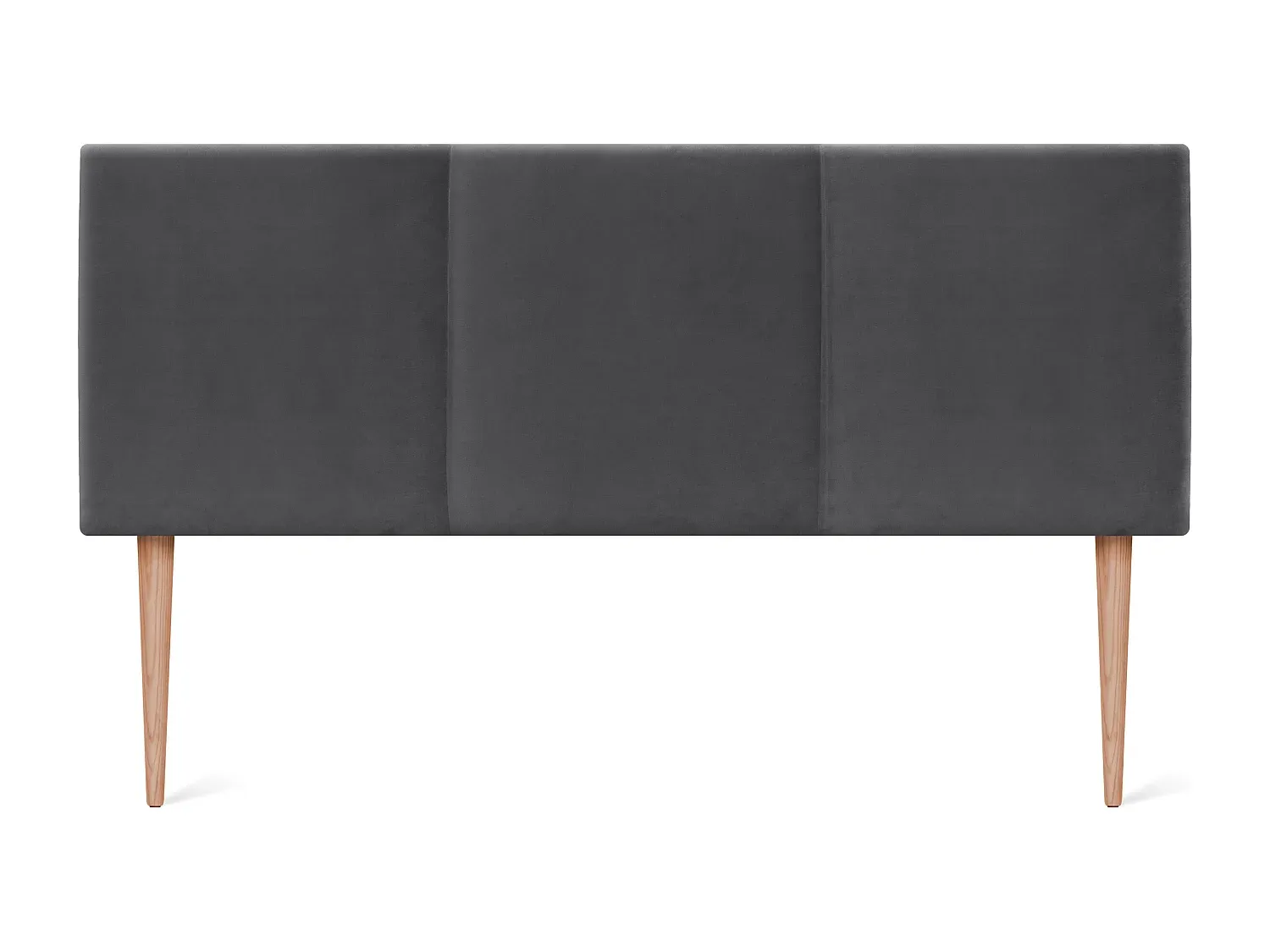 Glatte Samt-Kopfstütze mit drei Paneelen 150x105cm - Dunkelgrau