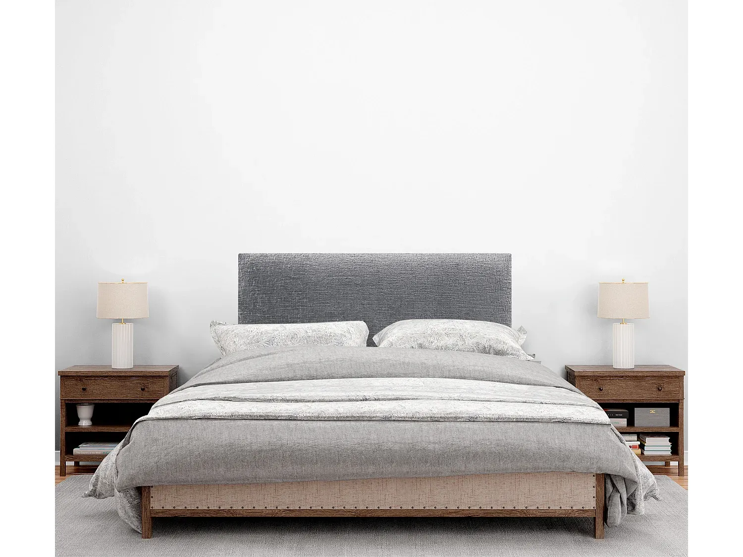 Naturwolle Kopfteil, 95 x 60 cm, für Einzelbetten – Grau