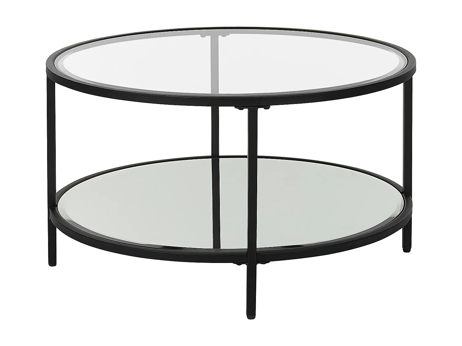 Runder Couchtisch aus Glas und Metall in Schwarz, Ø 70 cm