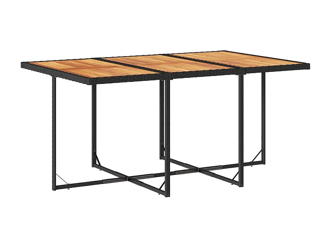 Gartenmöbel Set mit Kissen, 11-teilig, Schwarz, Polyrattan