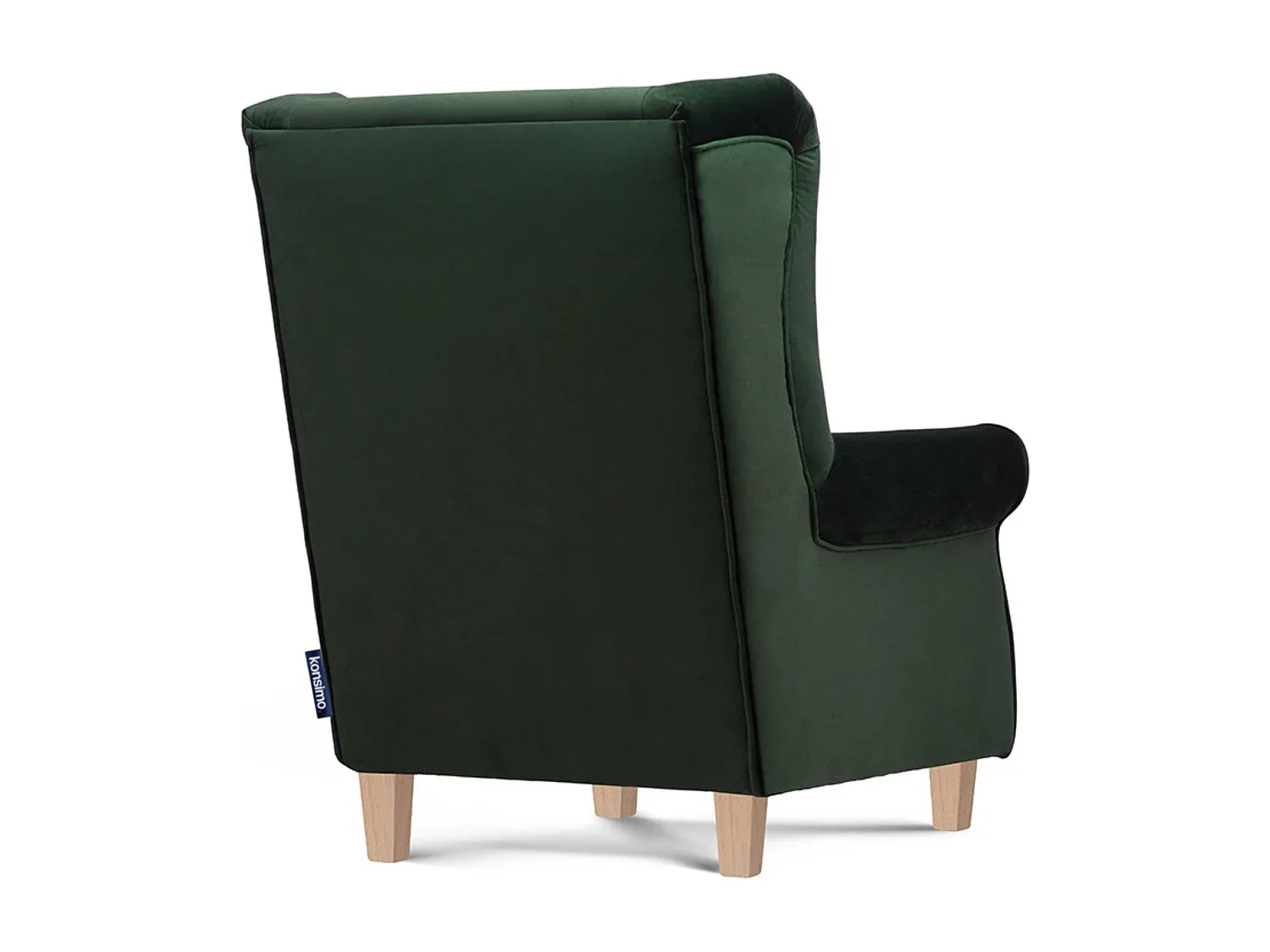 Gemütlicher Ohrensessel mit Massivholzbeinen in Grün