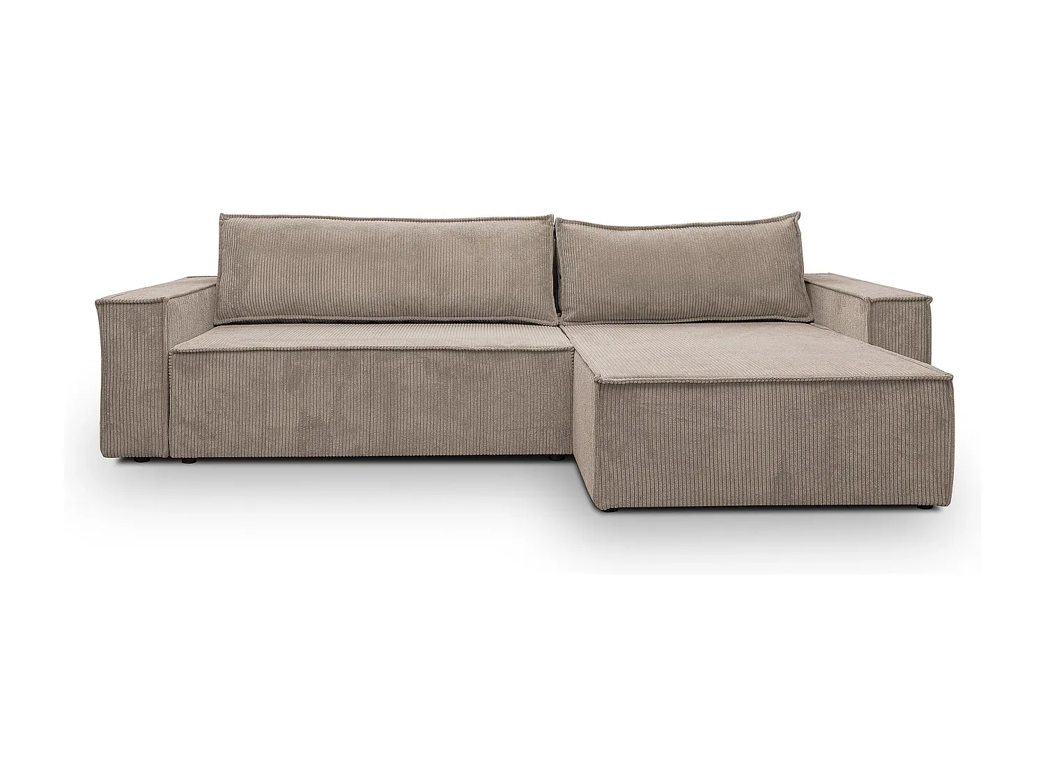 Beige Ecksofa in L-Form mit Schlaffunktion und Bettkasten