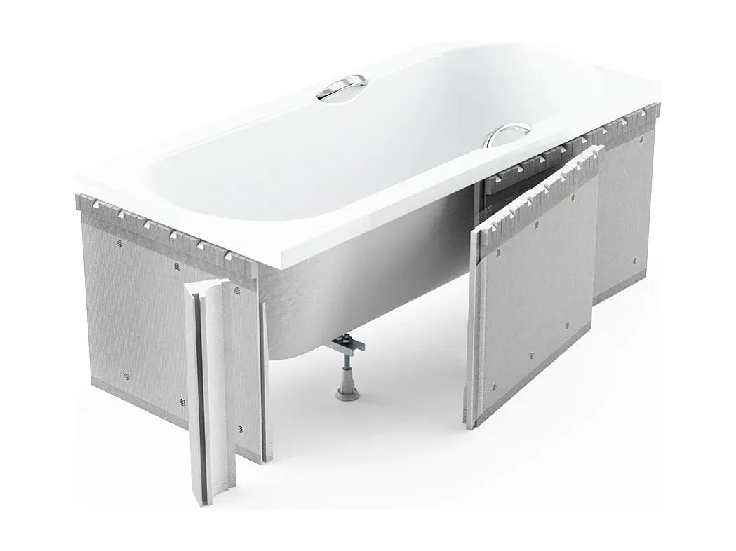 Rechteck-Badewanne 120x70 mit Styroporverkleidung und Ablaufsystem