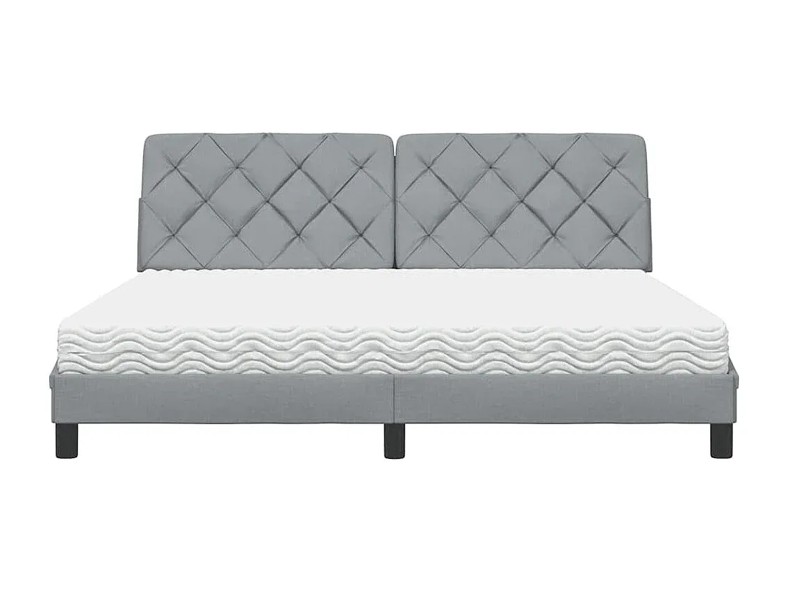 Komfortables Doppelbett mit Matratze 180x200 cm Stoff Hellgrau