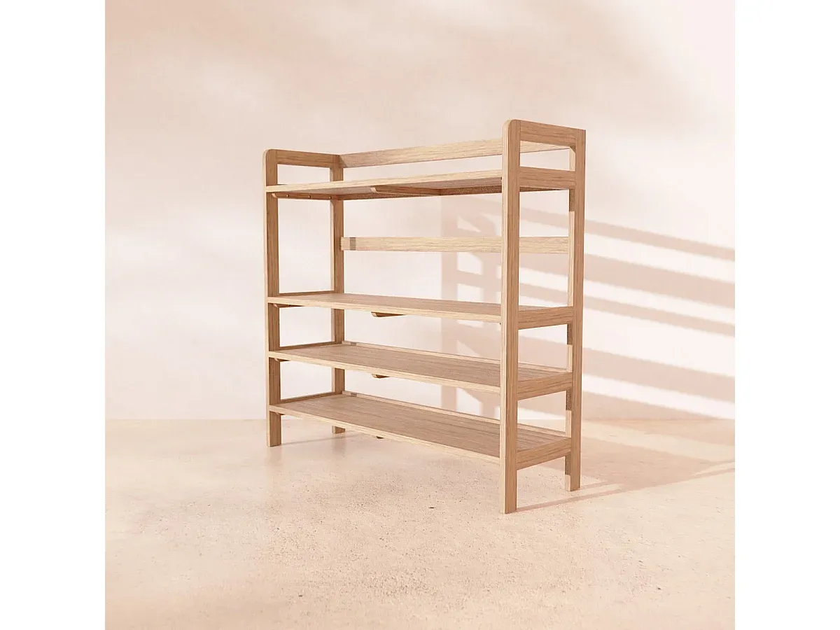 Massives Eichenholz-Bücherregal mit Ablagen 110x105 cm