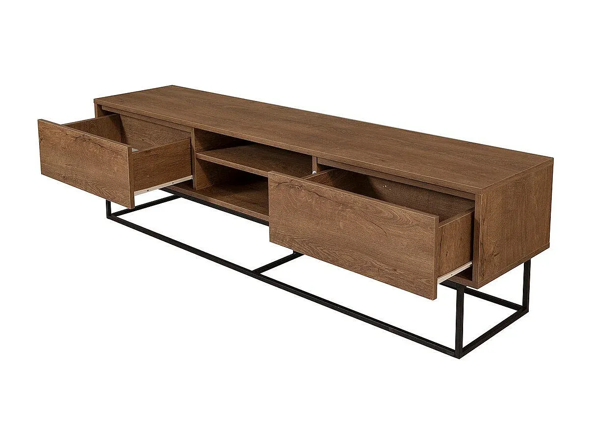 Fernsehmöbel mit 2 Fächern und 2 Schubladen in Nussbaumoptik, 180 cm