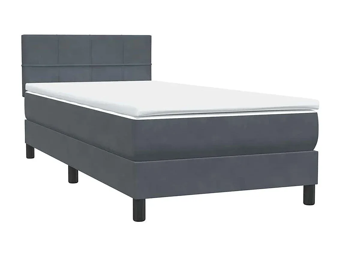 Elegantes Boxspringbett 90x220 cm Dunkelgrau Samt