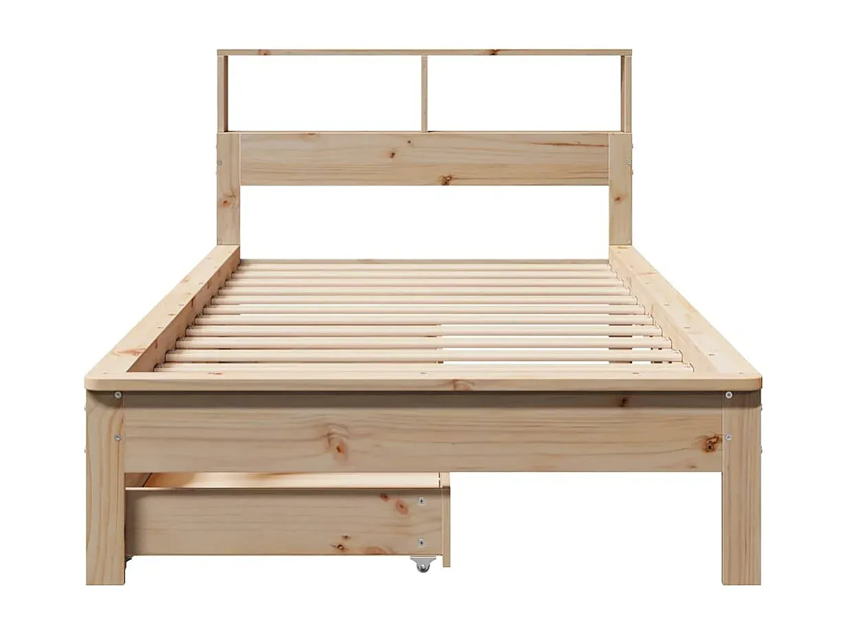 Holzbett mit integriertem Regal für 90x190 cm Matratze