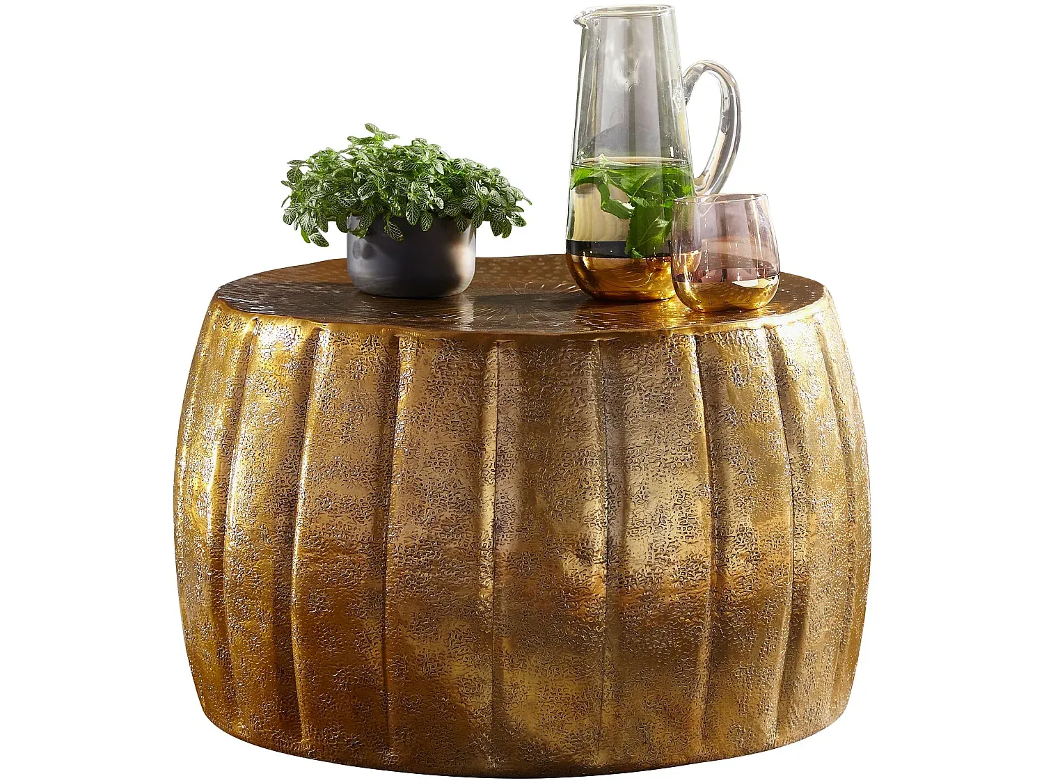 Runder Wohnzimmertisch aus Metall im modernen Design