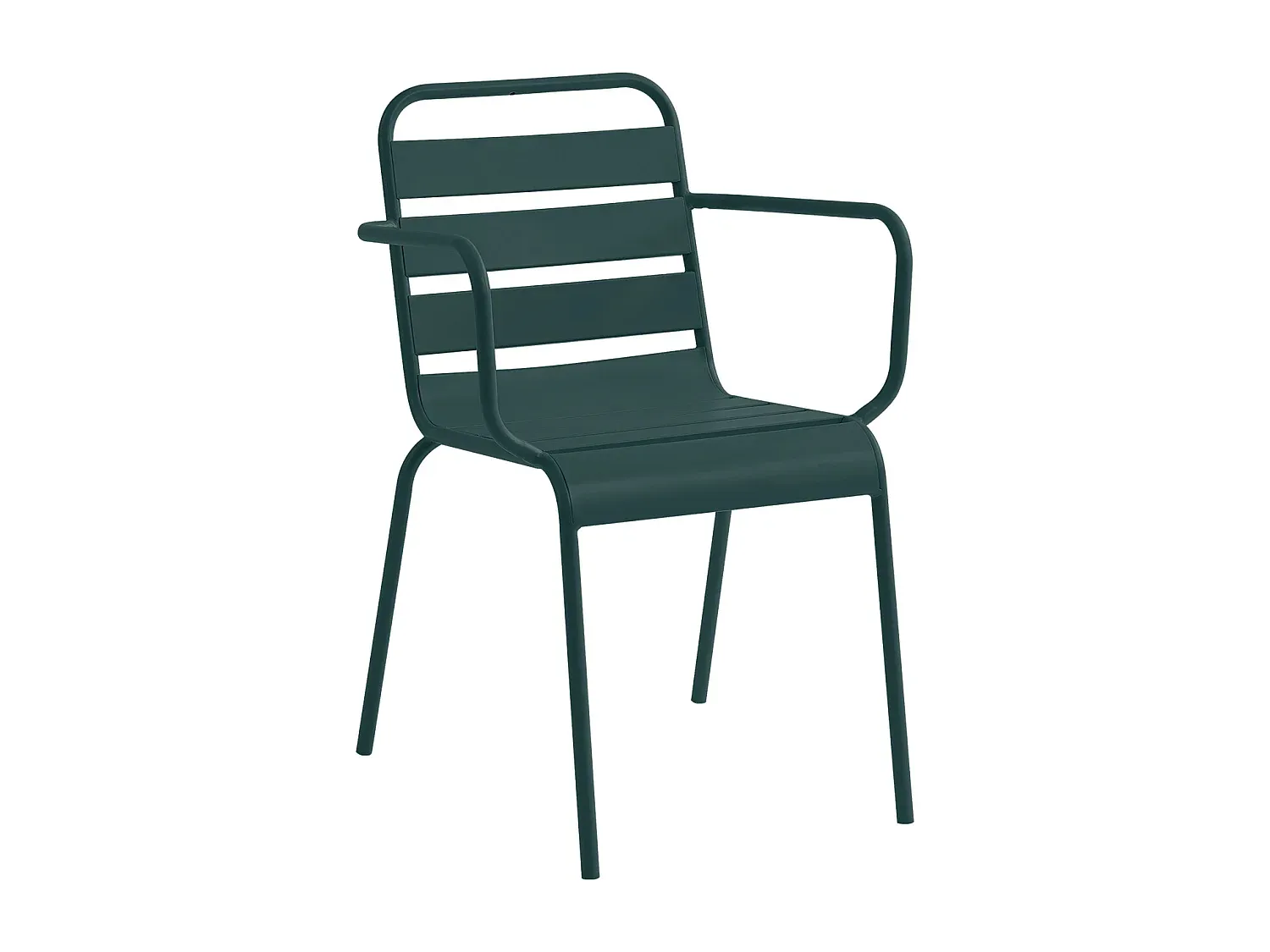 Stapelbarer Gartensessel aus Metall in Tannengrün