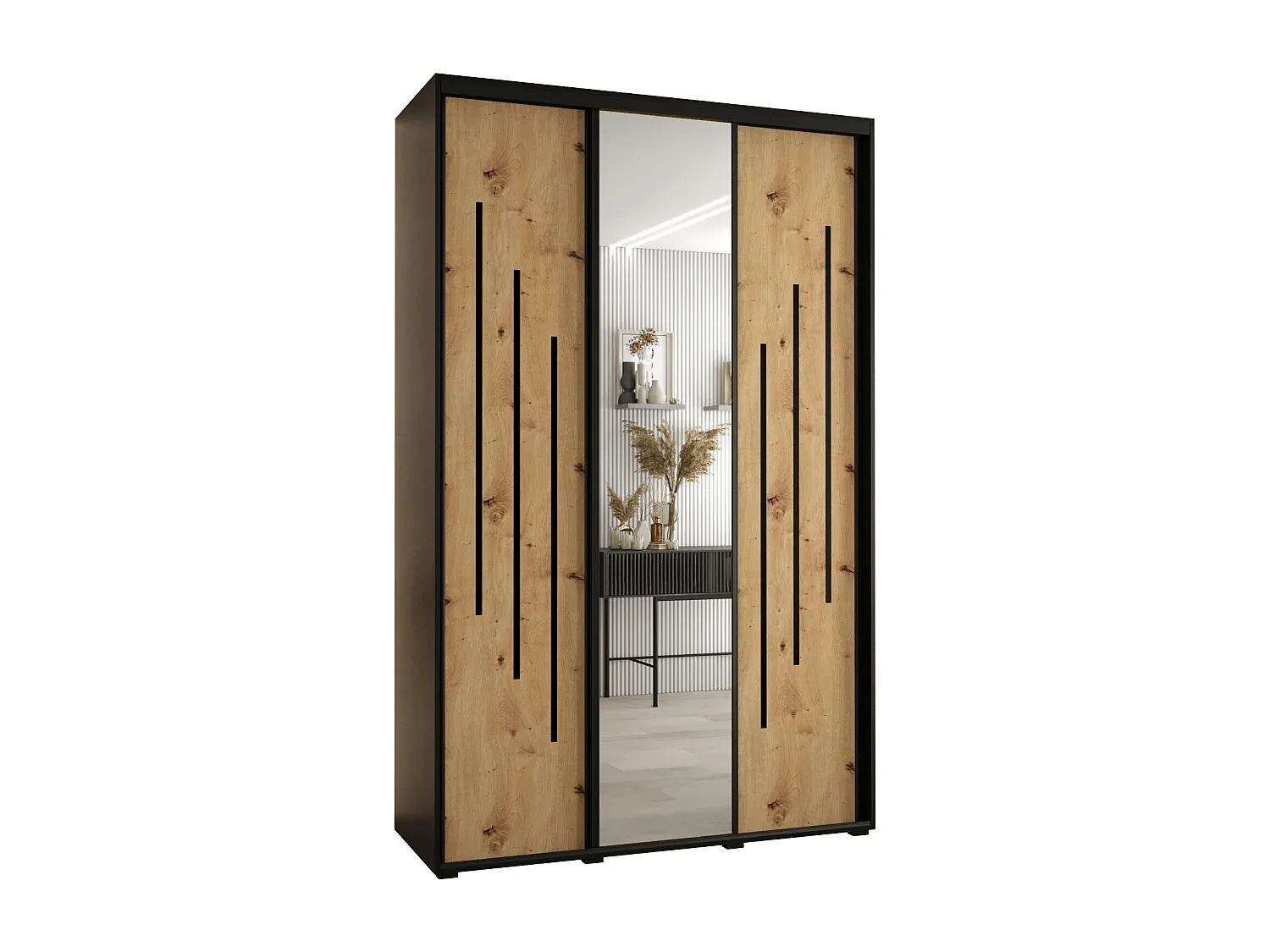 Großer Kleiderschrank mit Schwebetüren, 3-türig