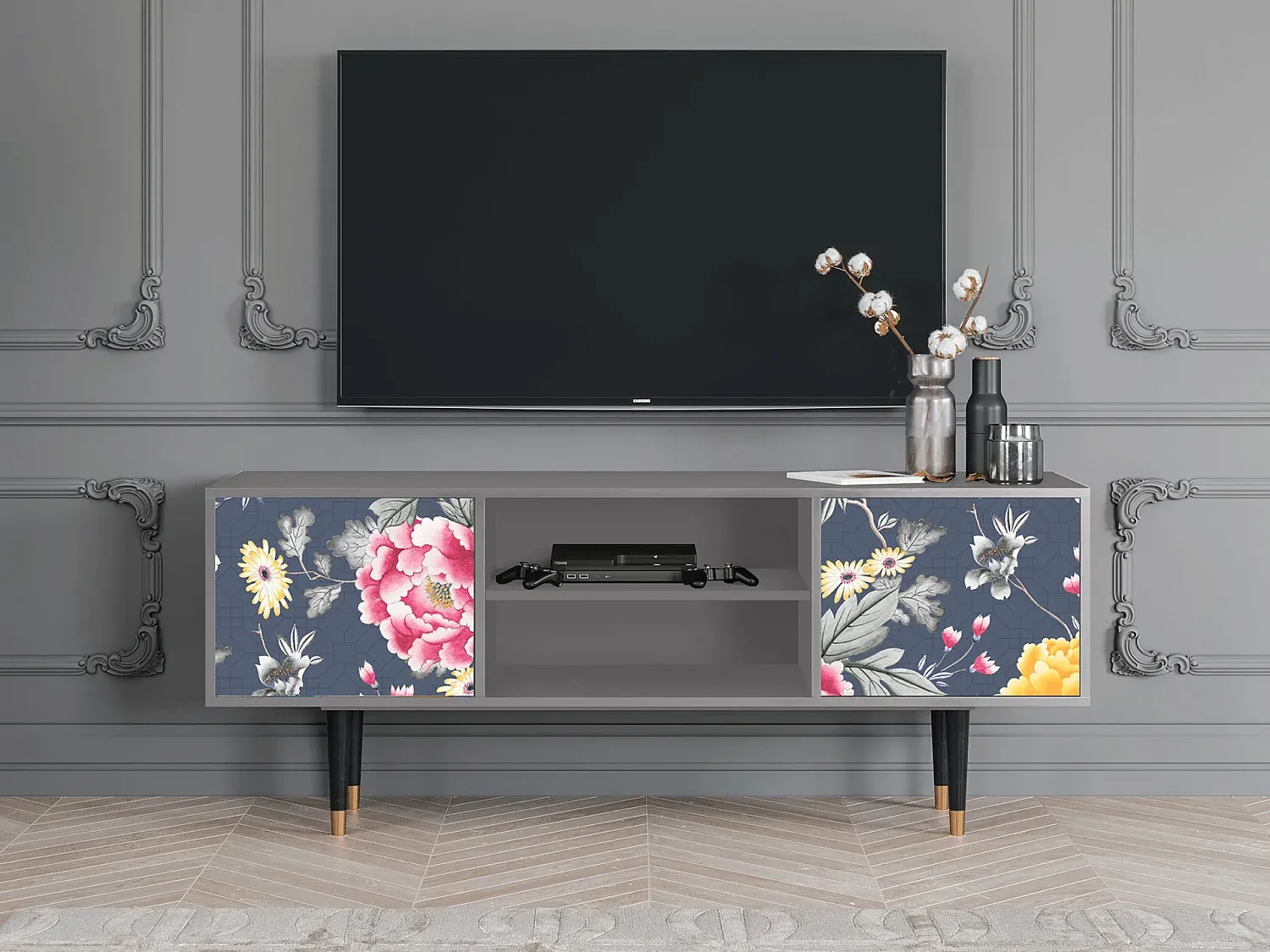 Moderner TV-Schrank in Dunkelgrau