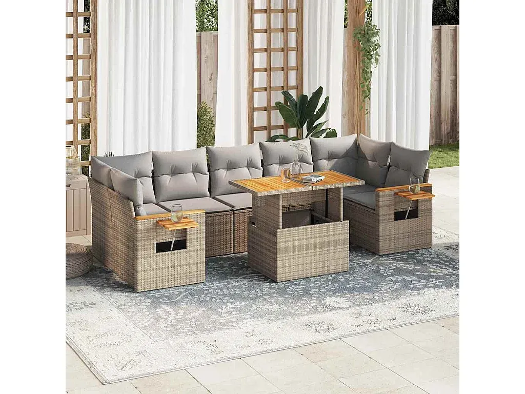Modulare Garten-Sofagarnitur mit Kissen Beige