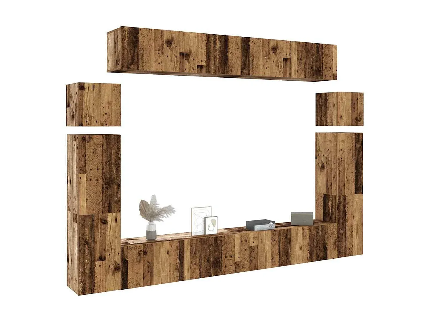 TV-Schrank-Set zur Wandmontage in Altholzoptik