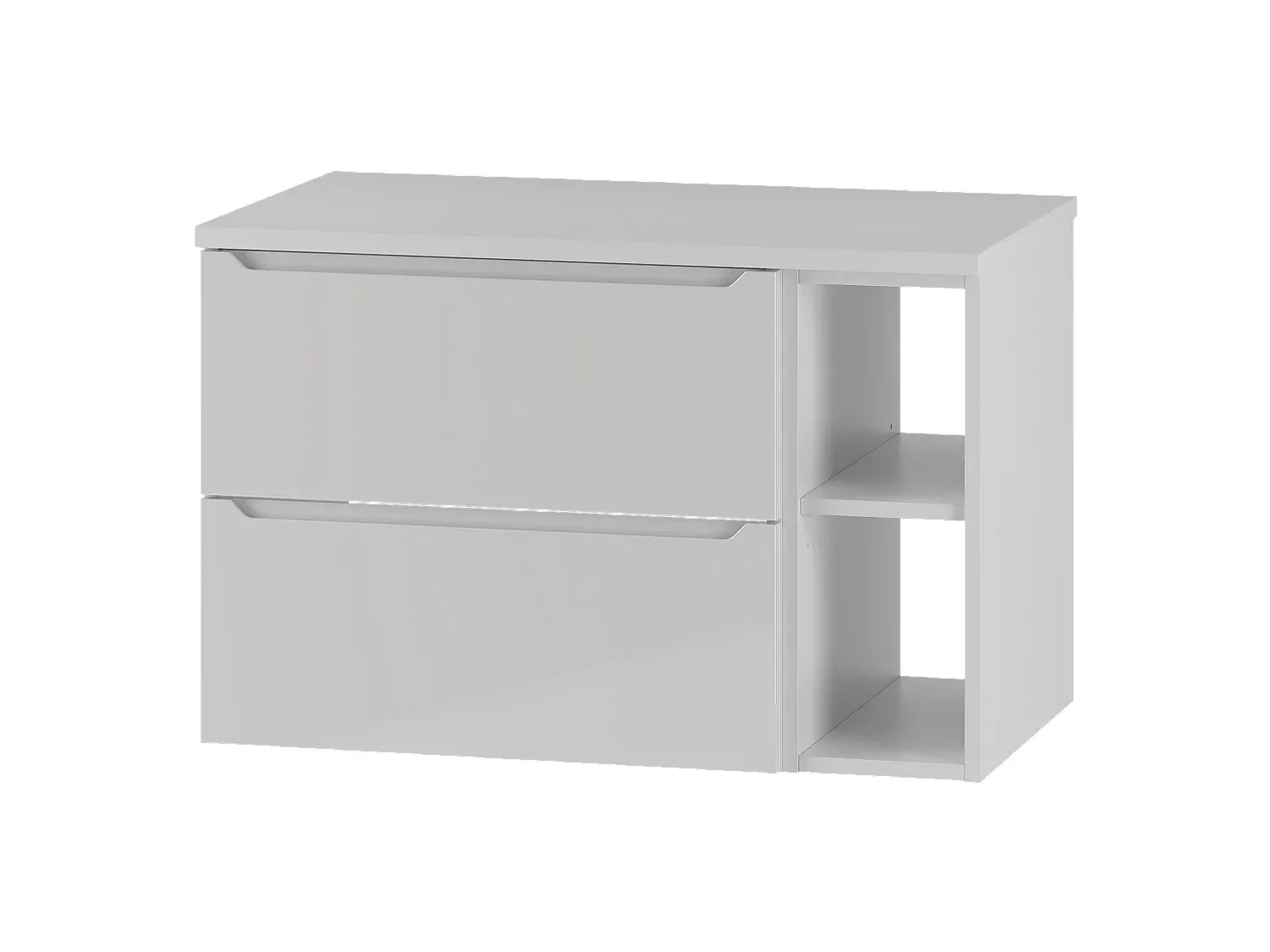 Helles Badezimmer-Schranksystem mit 80 cm Regal und Arbeitsplatte