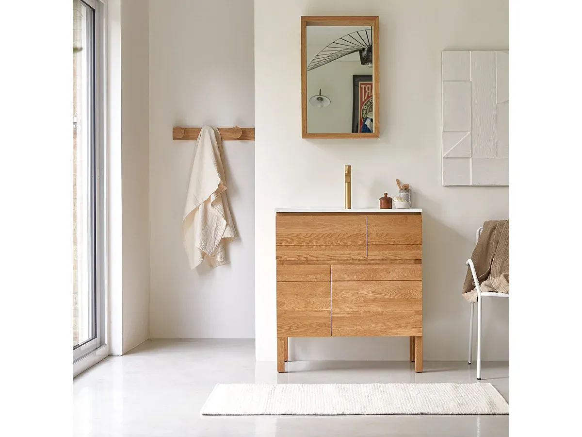 Moderner Waschtisch aus Eiche mit Keramikbecken