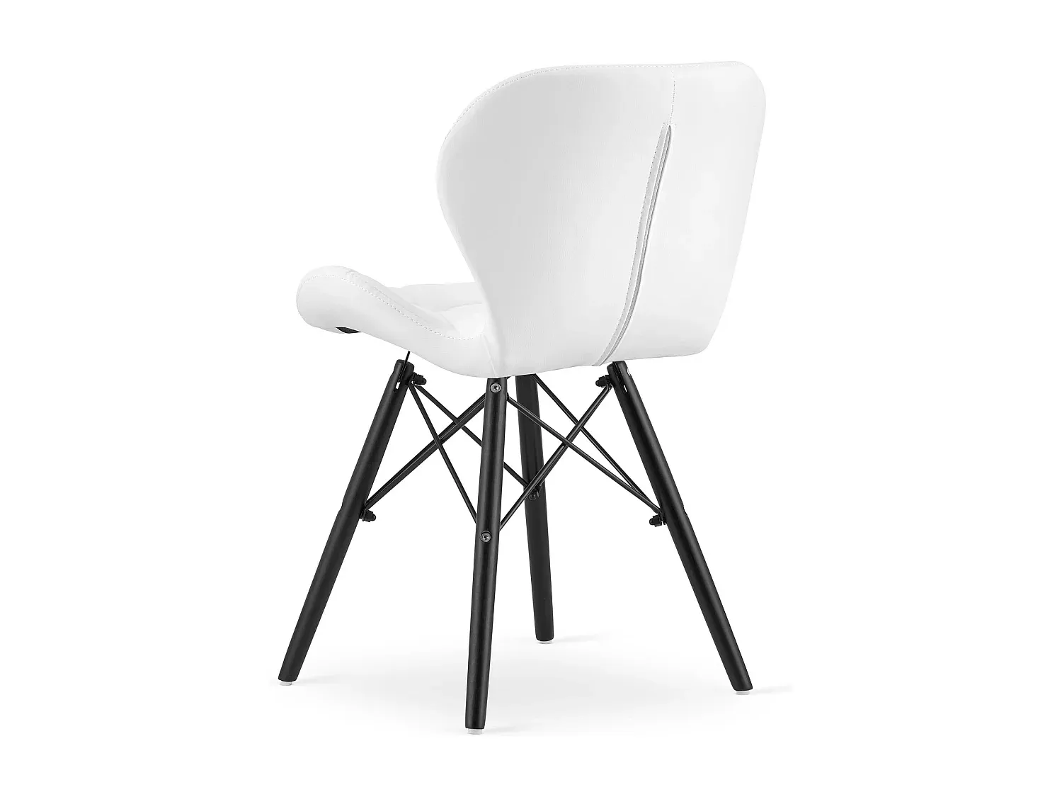 Weißer Stuhl aus Kunstleder mit schwarzen Beinen