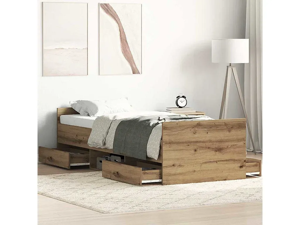 Massives Bettgestell Eiche 75 x 190 cm