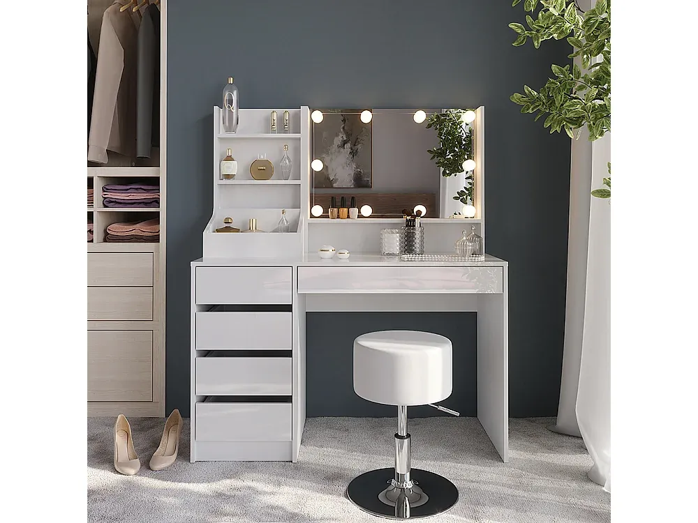 Eleganter Schminktisch in Hochglanz Weiß