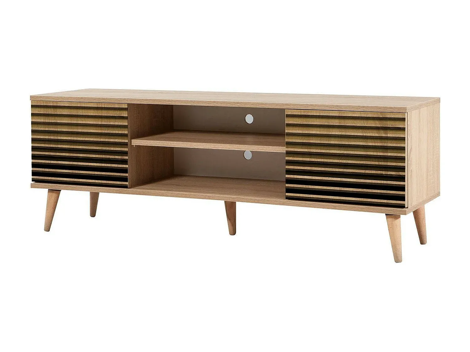 Niedriges TV-Sideboard für Wohnzimmer, 140x40x50 cm, Eichenholz