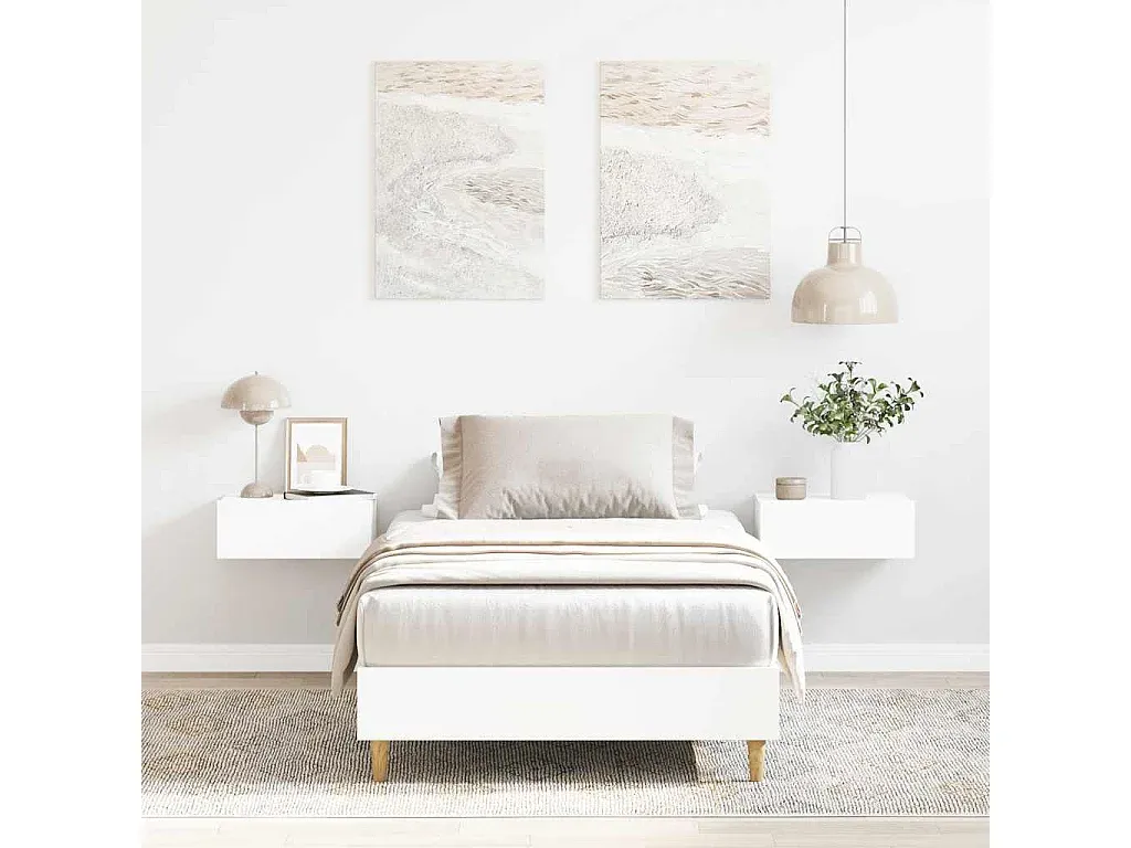 Weißes Einzelbettgestell 100x200 cm aus Holzwerkstoff