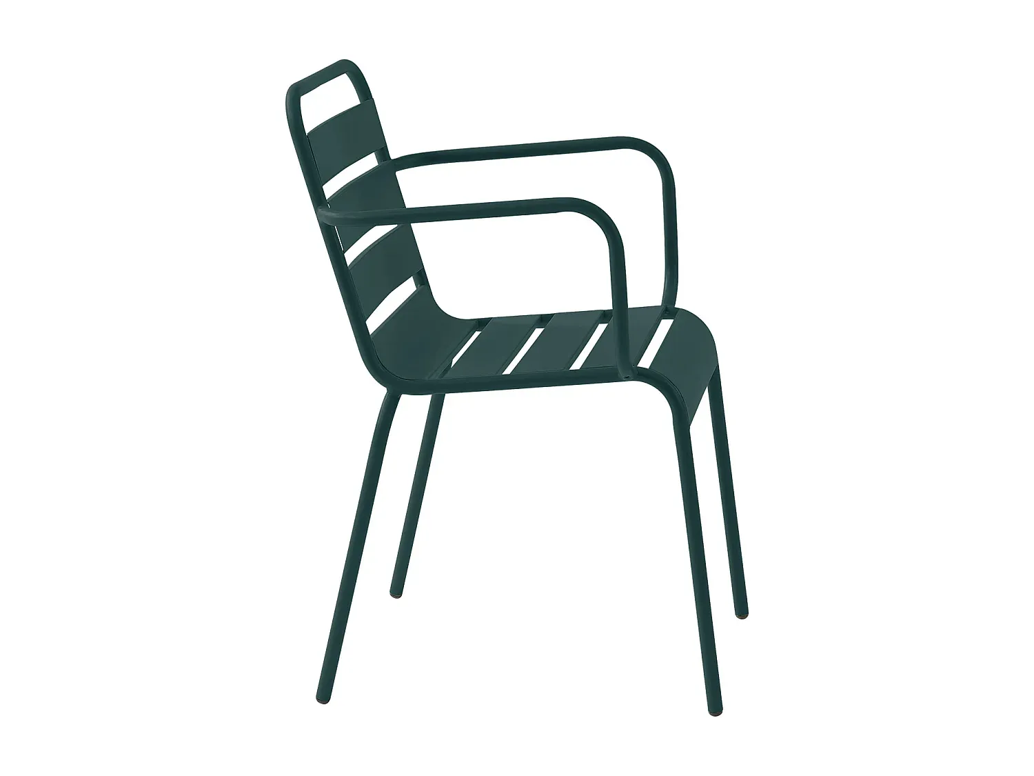 Stapelbarer Gartensessel aus Metall in Tannengrün