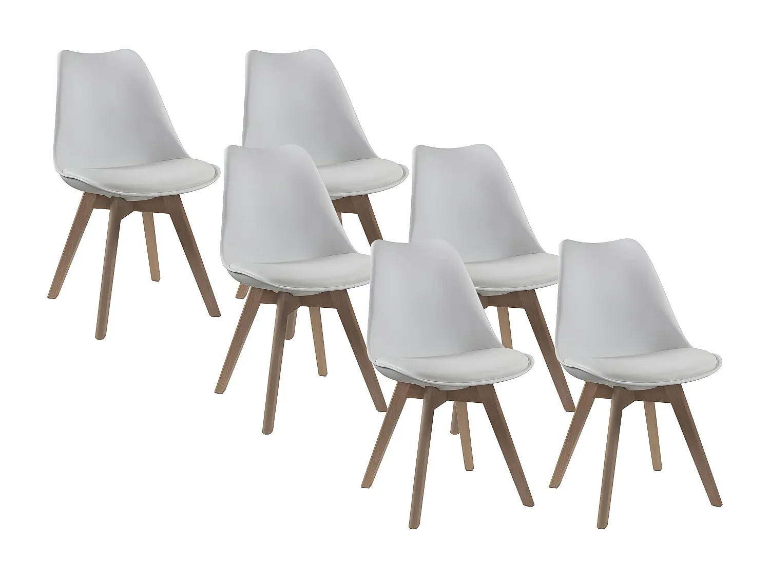 6er-Set Esszimmerstühle aus Polypropylen in Weiß