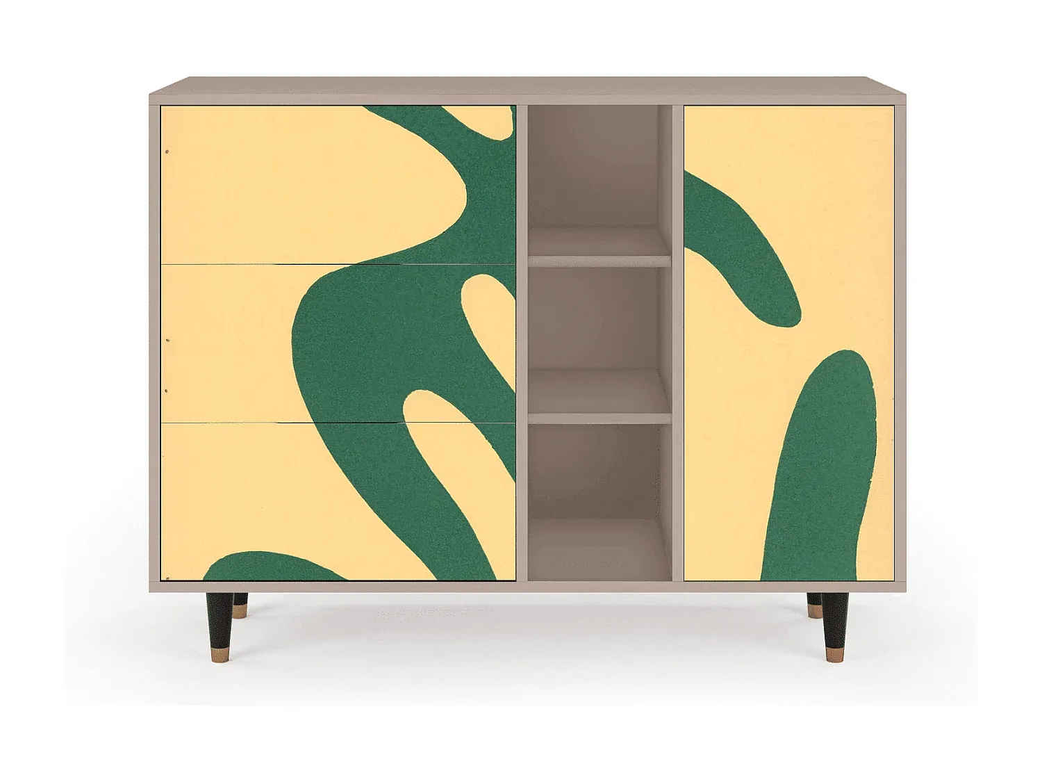 Hölzernes Sideboard mit Schubladen und Regalen, 125x98x48 cm