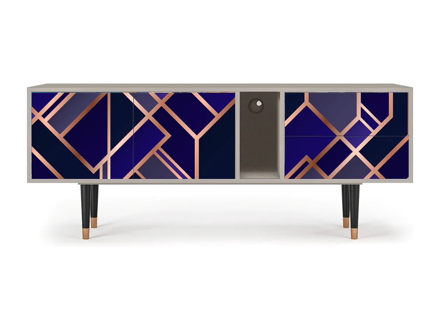 Fernsehschrank in Aquamarin mit Sandakzenten, 170x69x48 cm