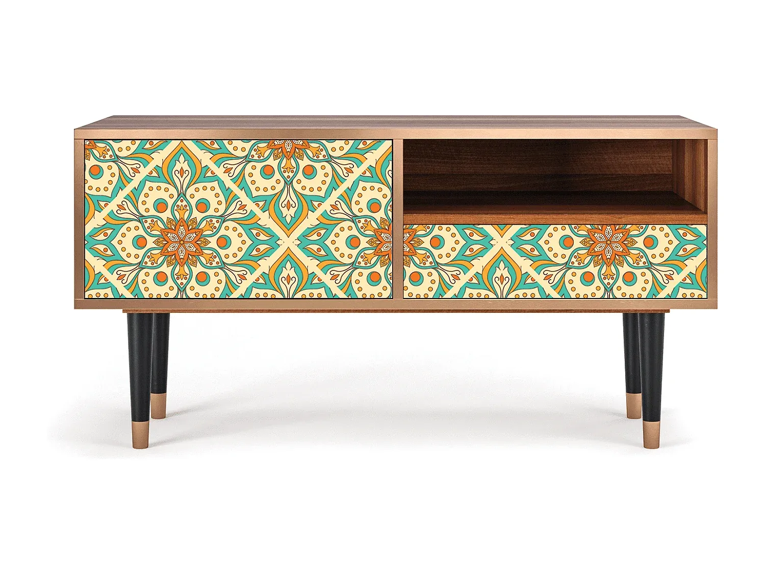 Moderne TV-Bank mit Stauraum, Walnuss