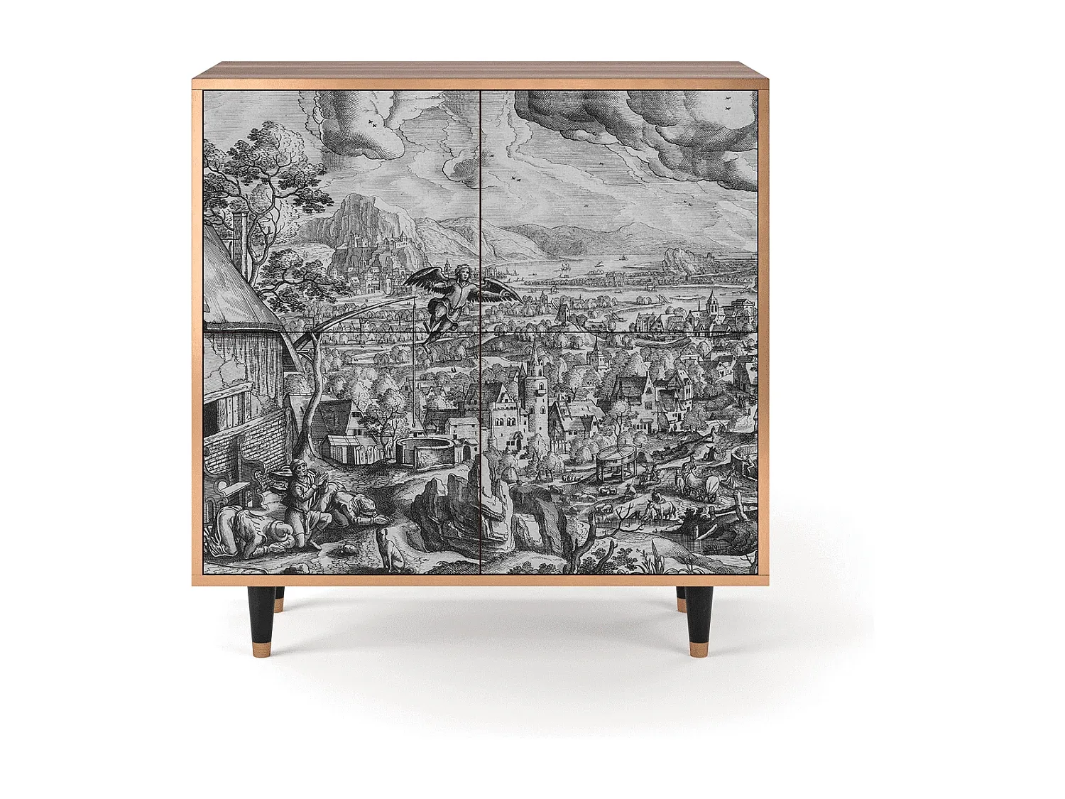 Moderner Sideboard 94x96x48 cm in Walnussoptik