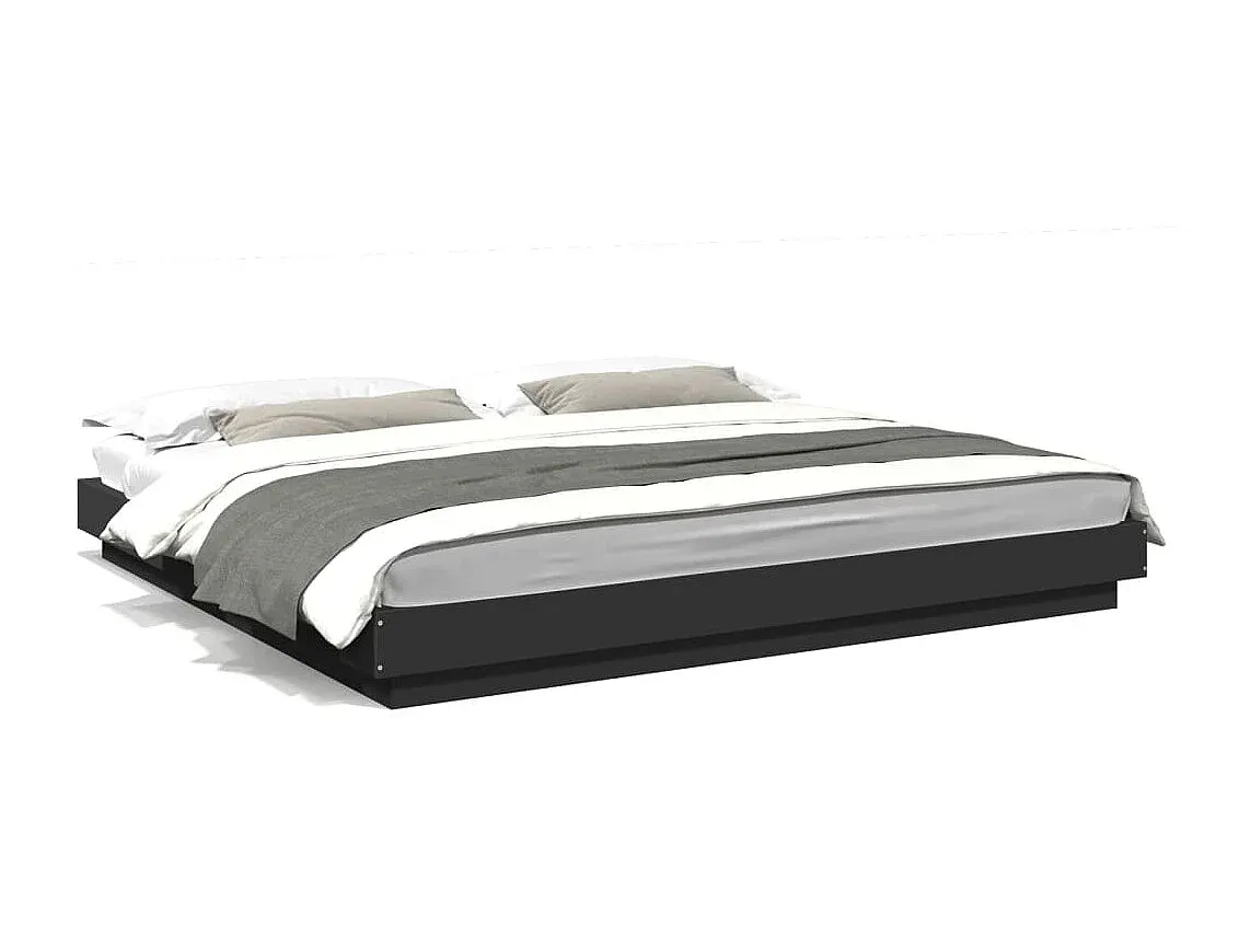 Doppelbettgestell Schwarz 200x200 cm aus Holz