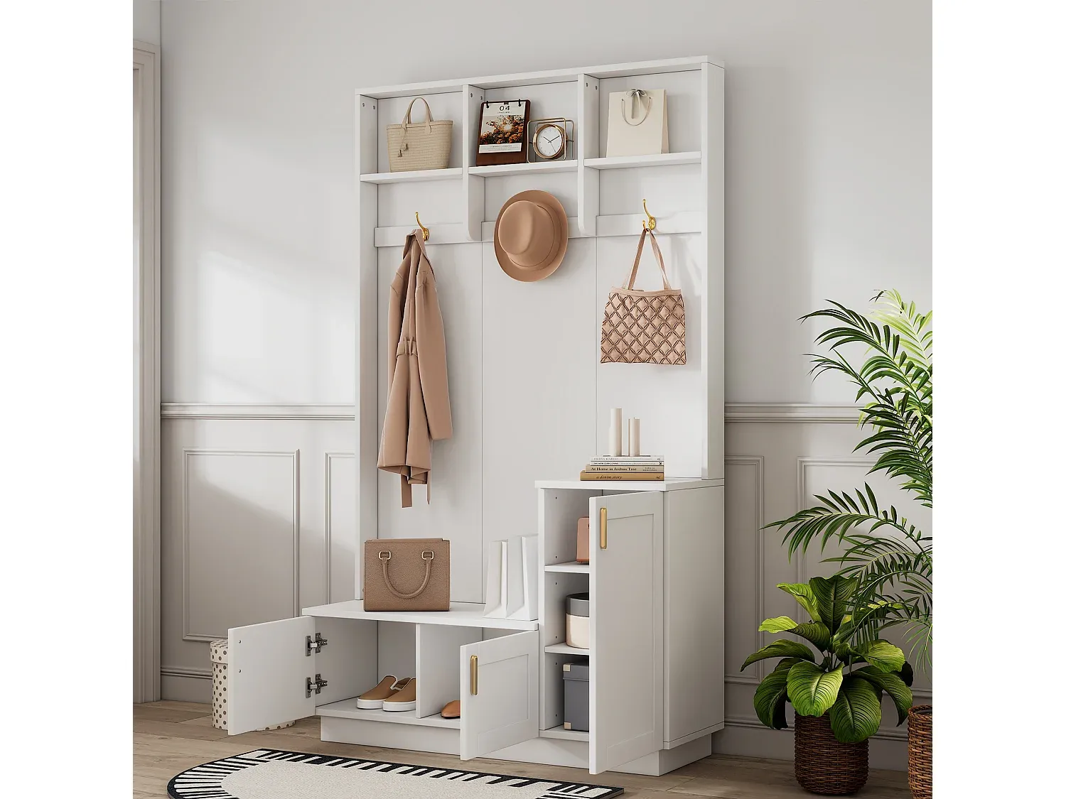 Flurgarderobe mit Kleiderstange und Schuhregal