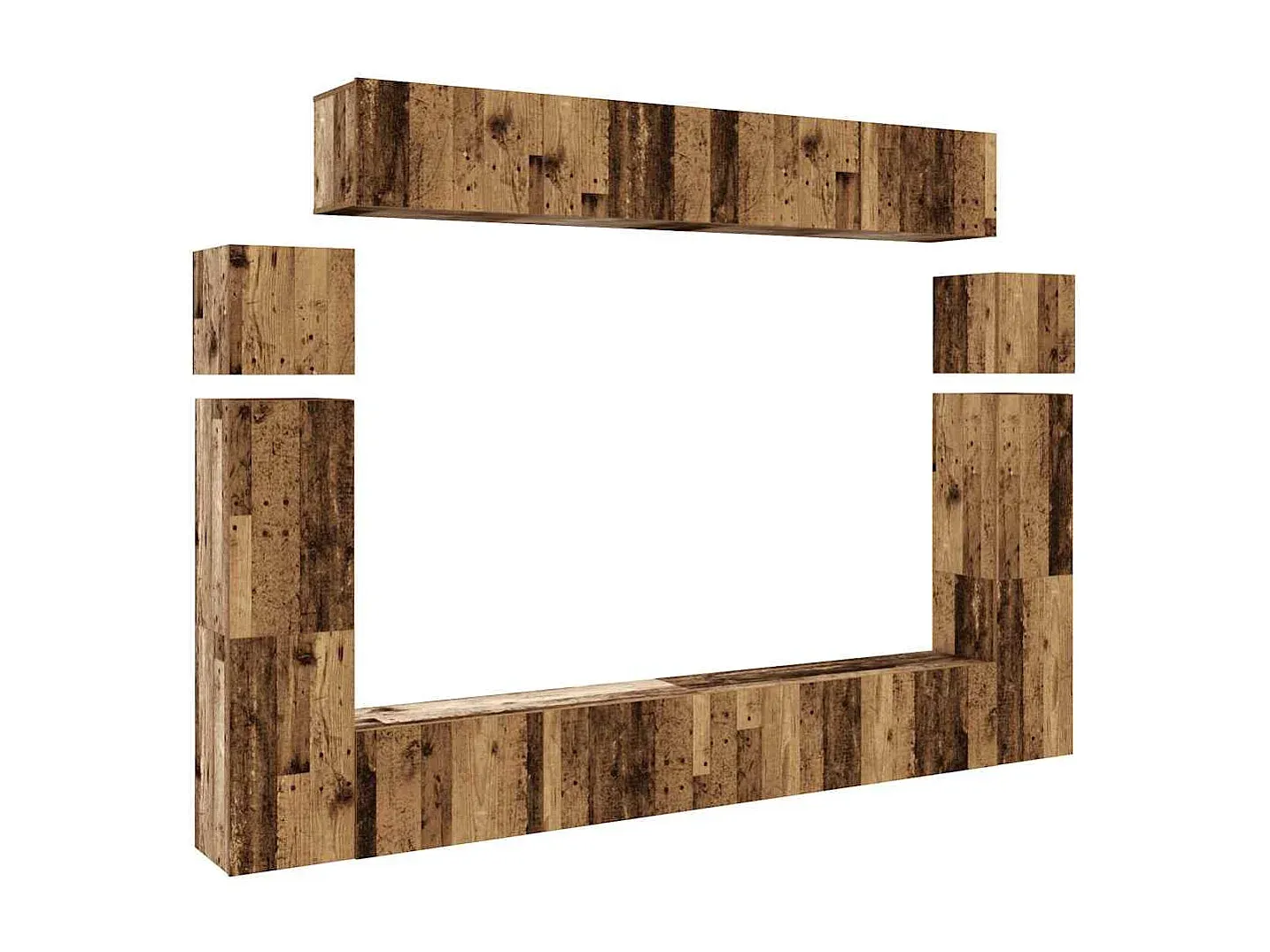 TV-Schrank-Set zur Wandmontage in Altholzoptik
