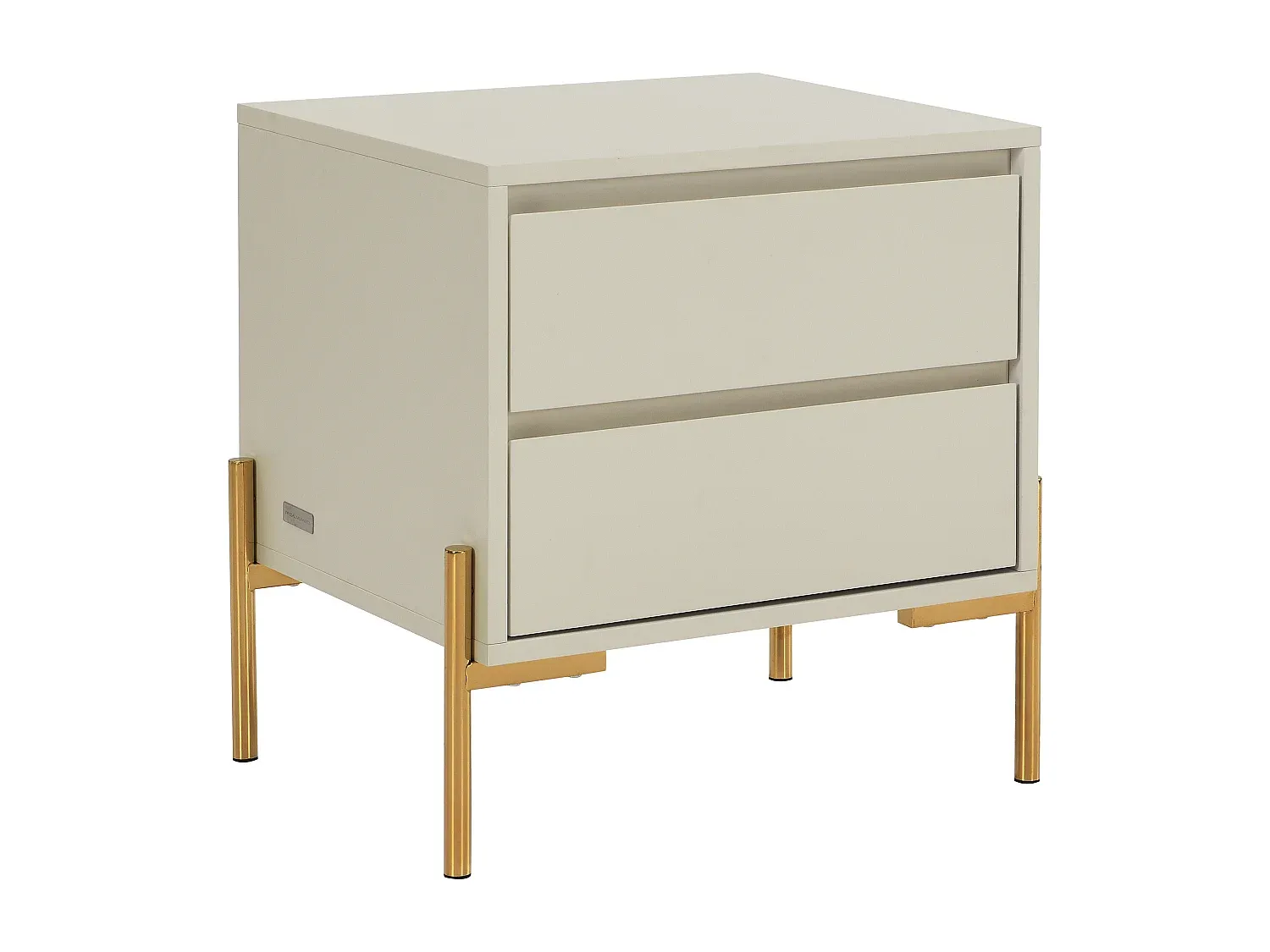 Beistelltisch mit 2 Schubladen aus MDF und Metall in Beige