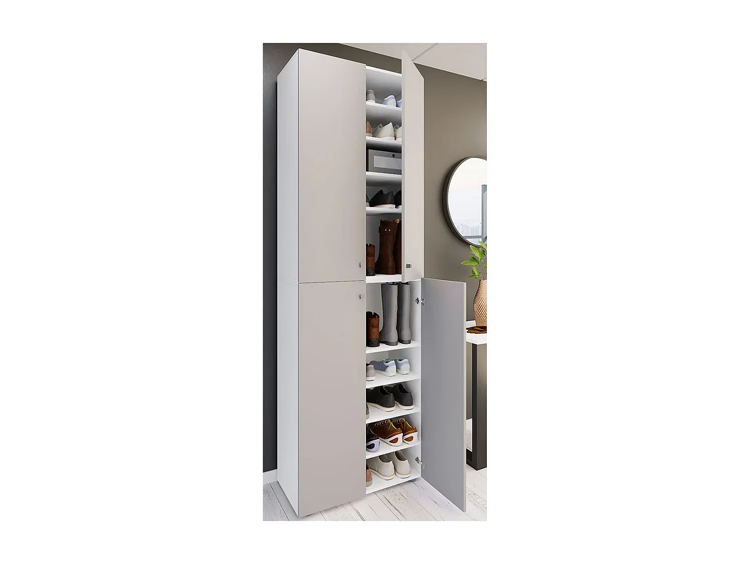 Geräumiger Schuhschrank aus Holz mit 10 Fächern