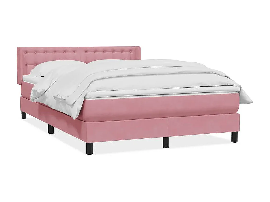 Hochwertiges Samt-Boxspringbett in Rosa 140x210 cm