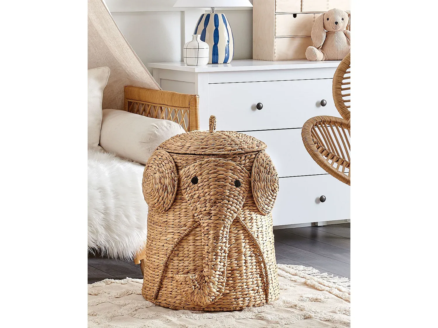 Natürlicher Aufbewahrungskorb in Elefantenform, 68 cm