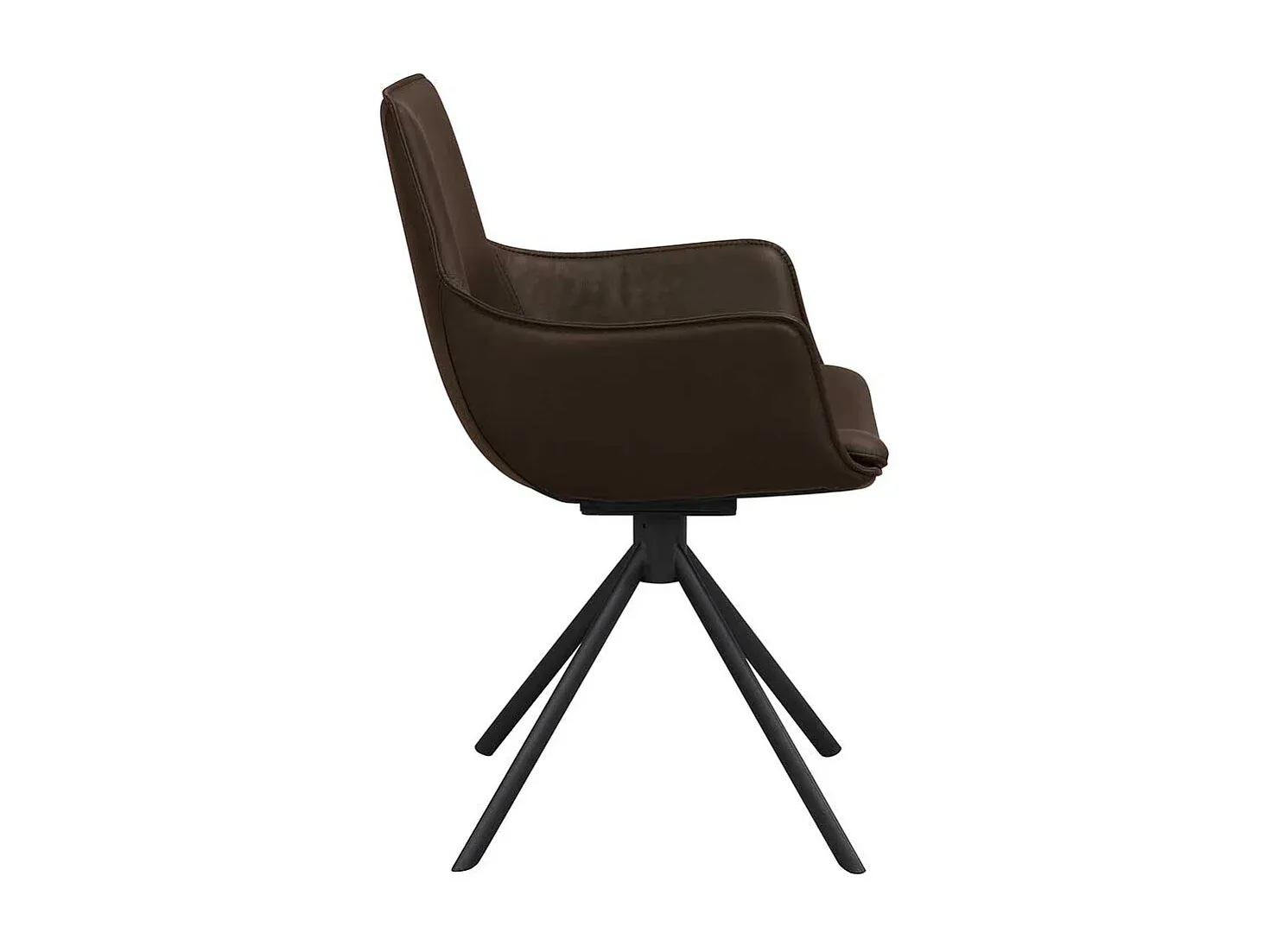 Verstellbare Esszimmerstühle aus Leder mit Armlehnen, Braun, 2er Set