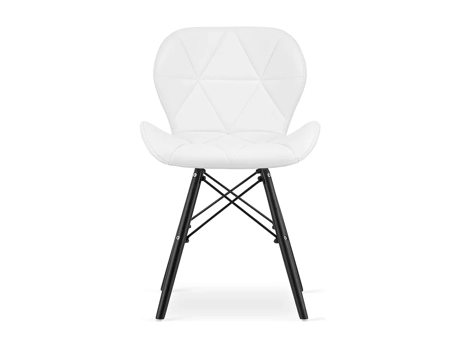 Weißer Stuhl aus Kunstleder mit schwarzen Beinen