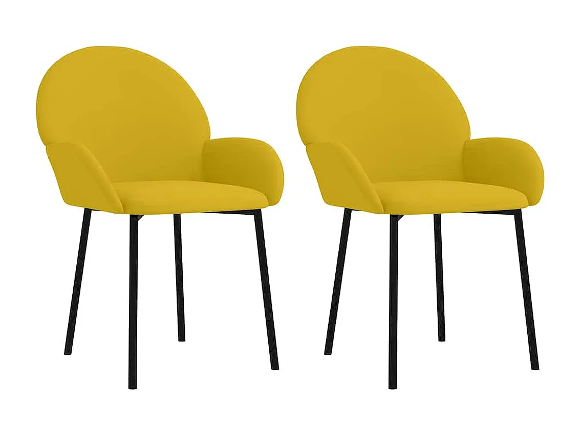 Zwei Esszimmerstühle aus gelbem Samt