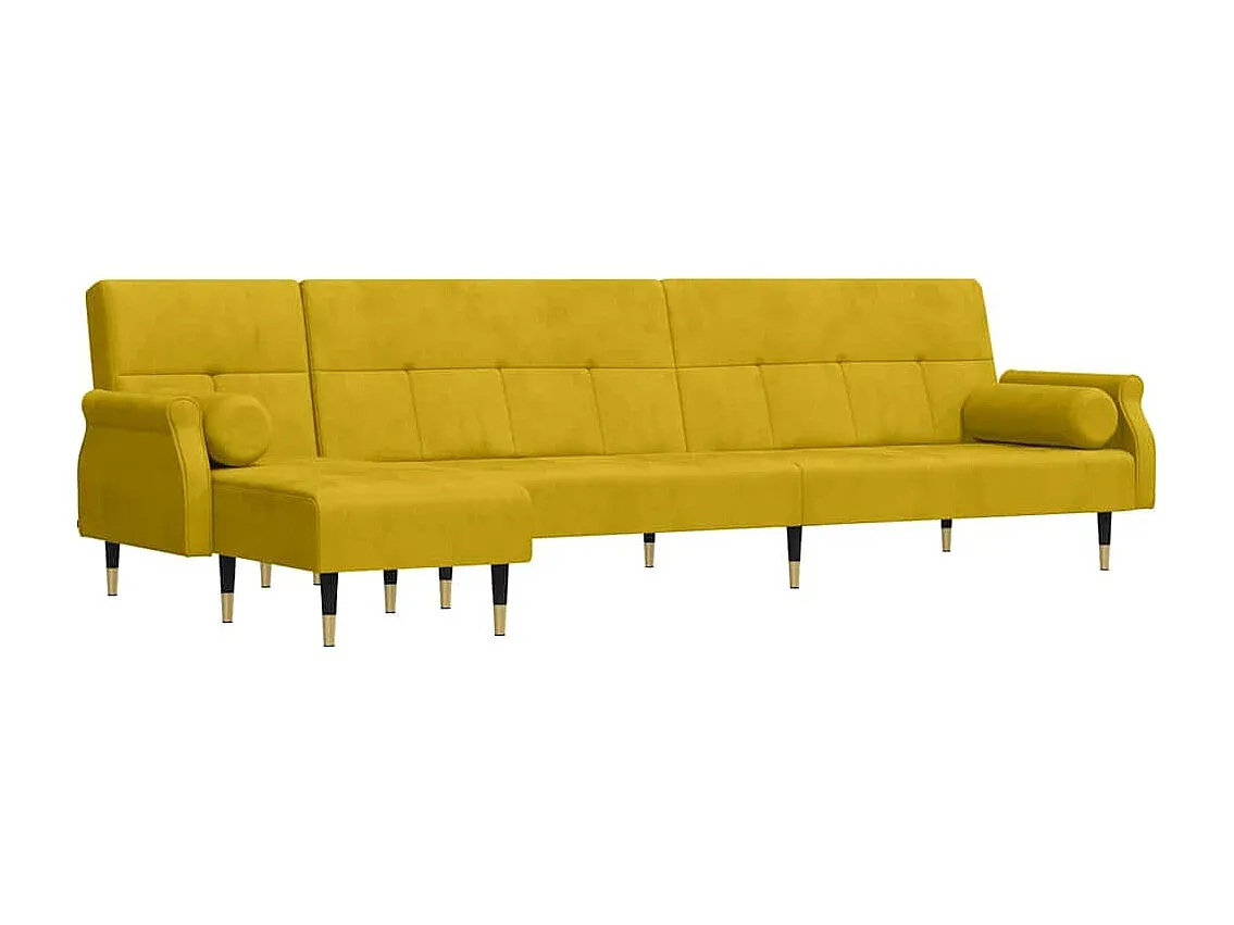 Eck-Schlafsofa Gelb aus Samt 271x140x70 cm