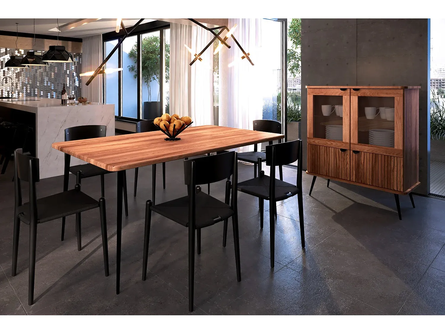 Massiver Esstisch aus Kernbuche, naturgeölt, 100x190 cm