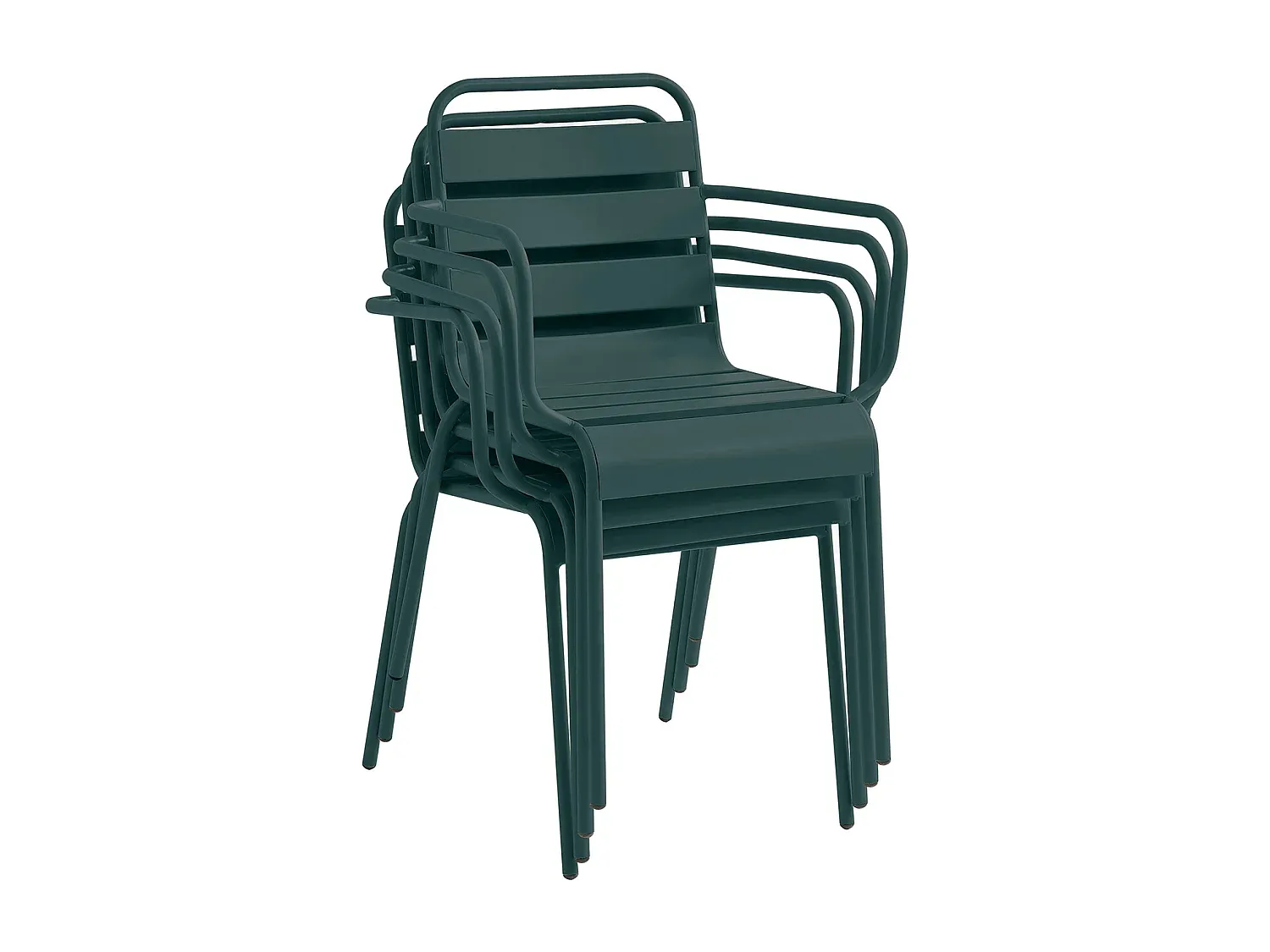 Stapelbarer Gartensessel aus Metall in Tannengrün