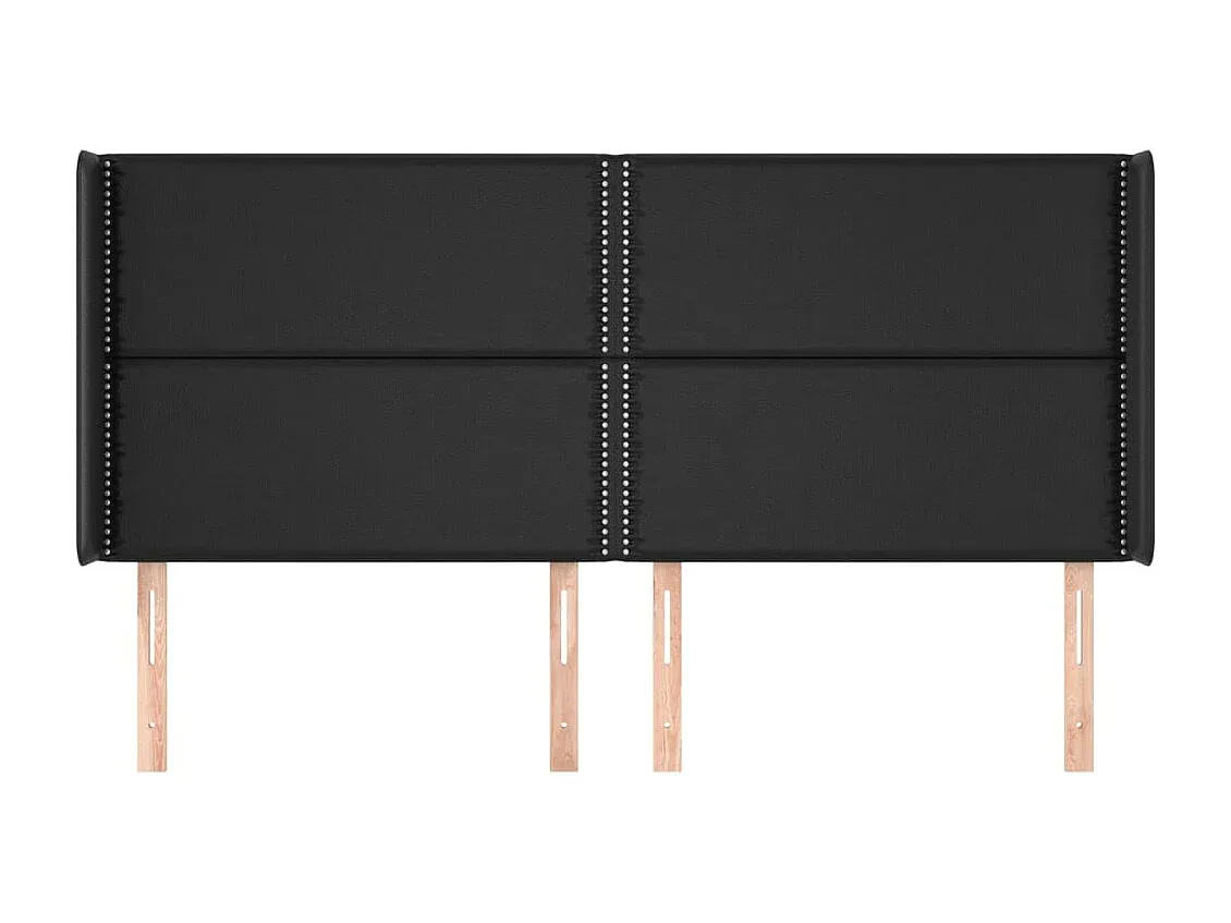 Elegantes Kopfteil aus Kunstleder, Schwarz, 163x16x118/128 cm